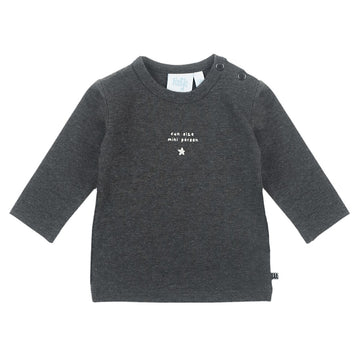 baby tshirt, shirt, top lang, antraciet, grijs jongen meisje Feetje