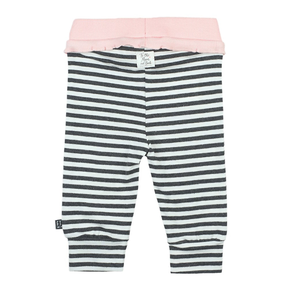 Broek lang - dots, Antraciet melange / gestreept roze, Feetje