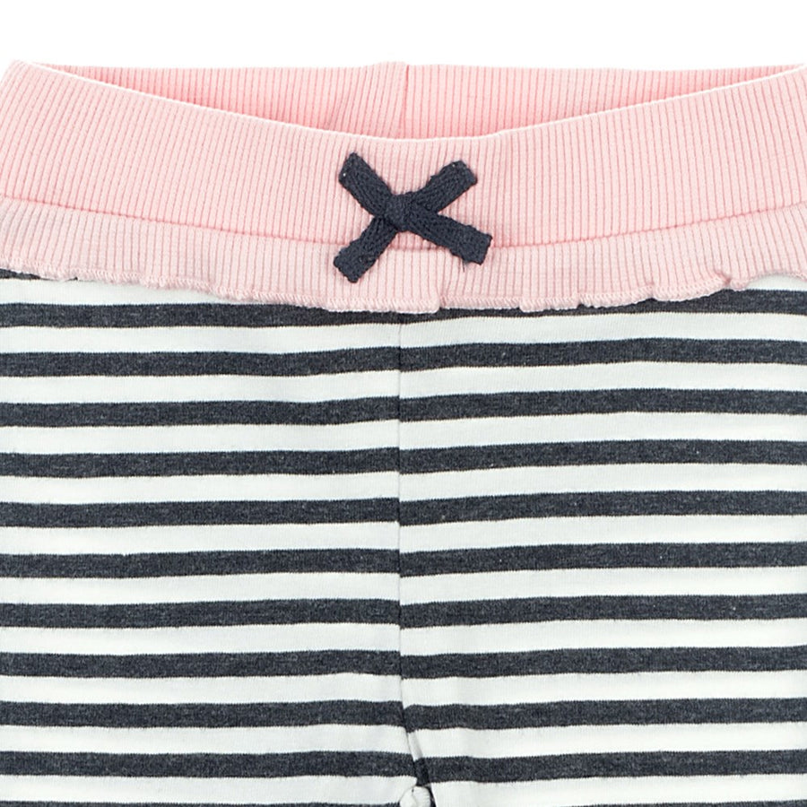 Broek lang - dots, Antraciet melange / gestreept roze, Feetje