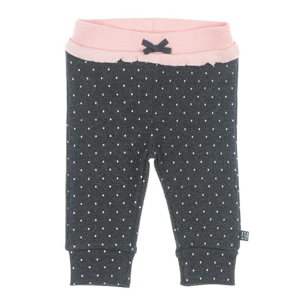 Broek lang AOP - dots, Antraciet melange / roze, Feetje