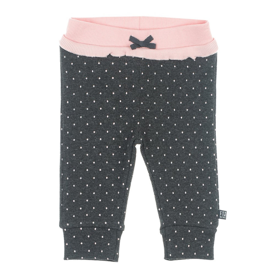 Broek lang AOP - dots, Antraciet melange / roze, Feetje