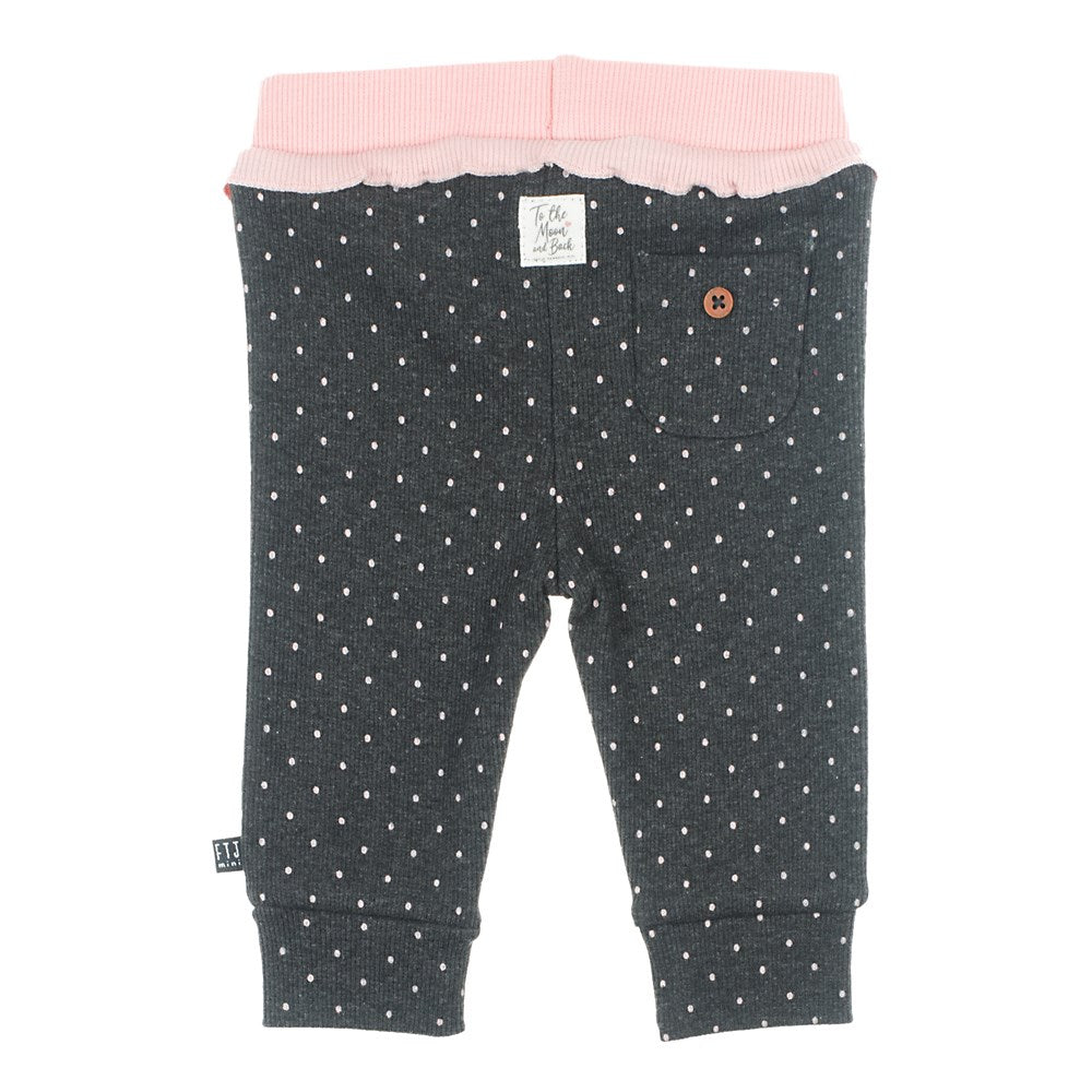 Broek lang AOP - dots, Antraciet melange / roze, Feetje
