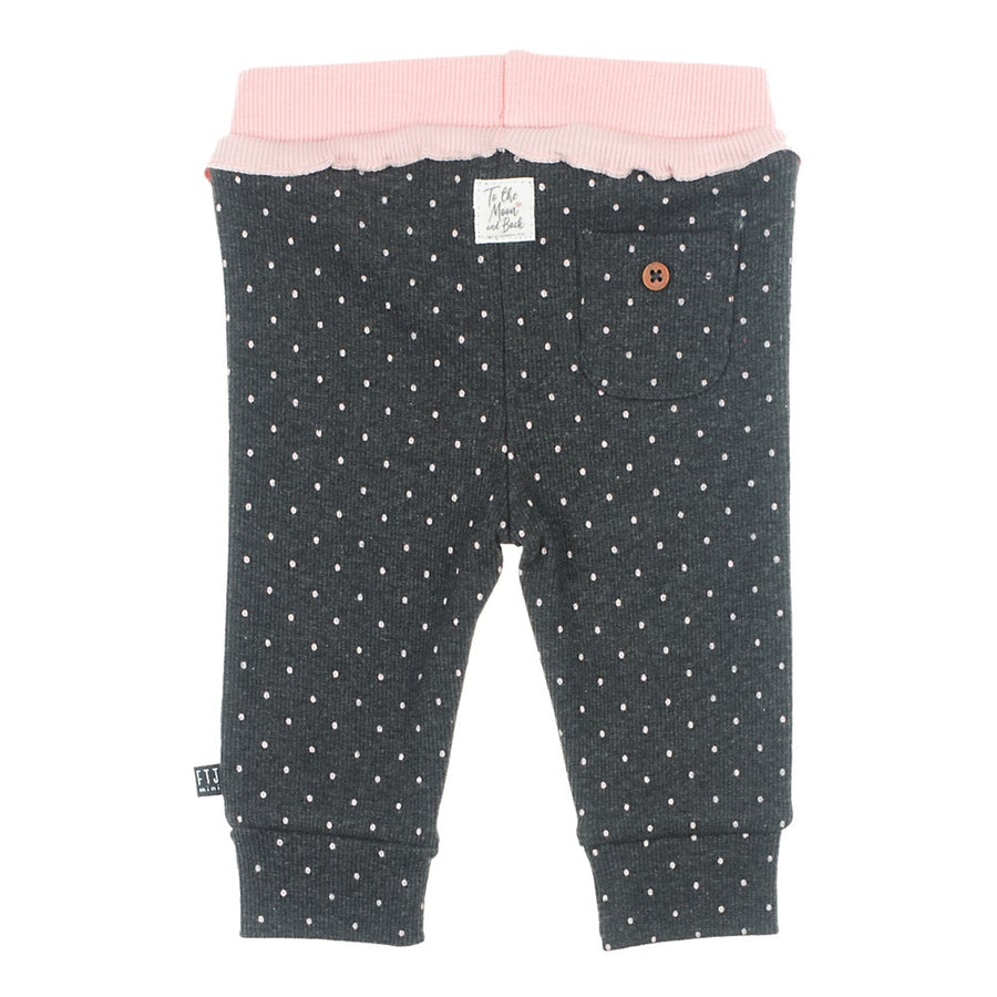 Broek lang AOP - dots, Antraciet melange / roze, Feetje