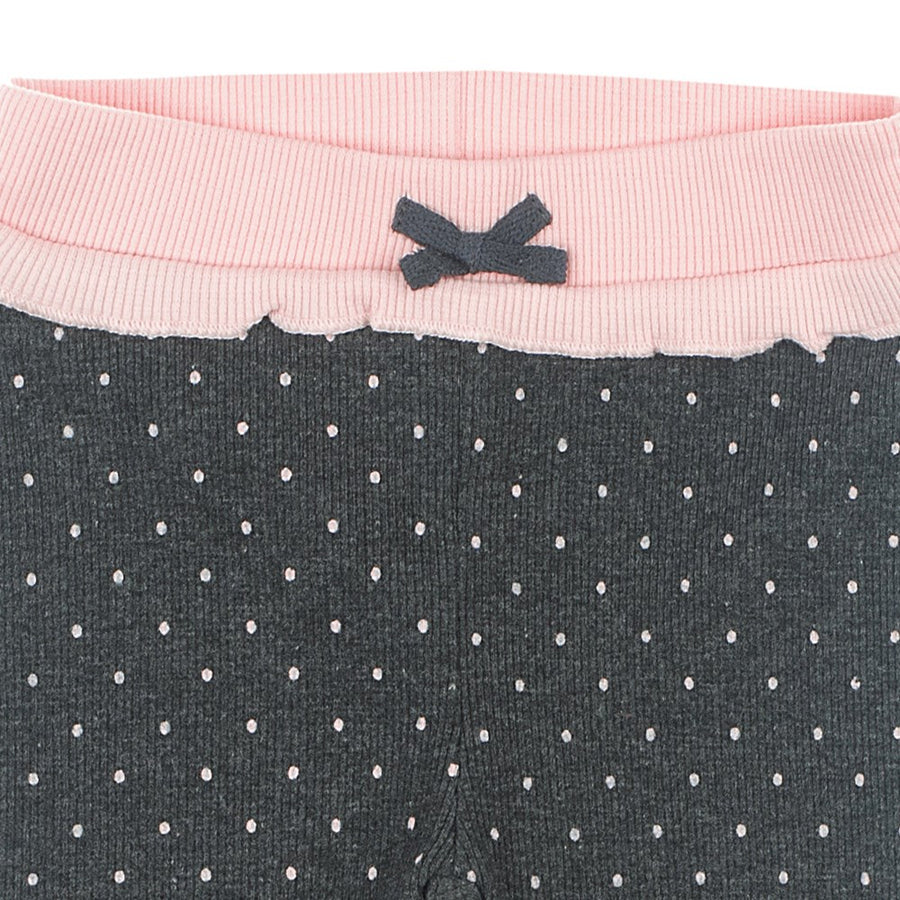 Broek lang AOP - dots, Antraciet melange / roze, Feetje