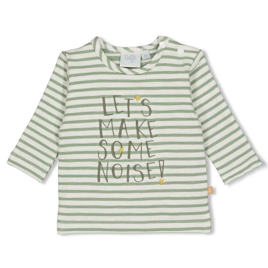 51601678 feetje, dinomite, tshirt lang top, groen wit getreept