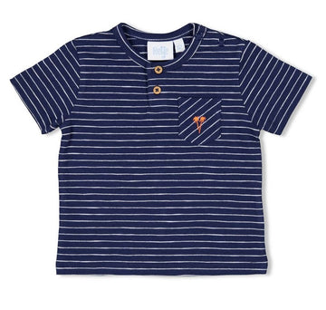 Feetje, shirt top kort, donkerblauw gestreept, here comes the fun 51700591
