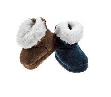 oft touch slofjes boot fauw fur donkerblauw  STB1265