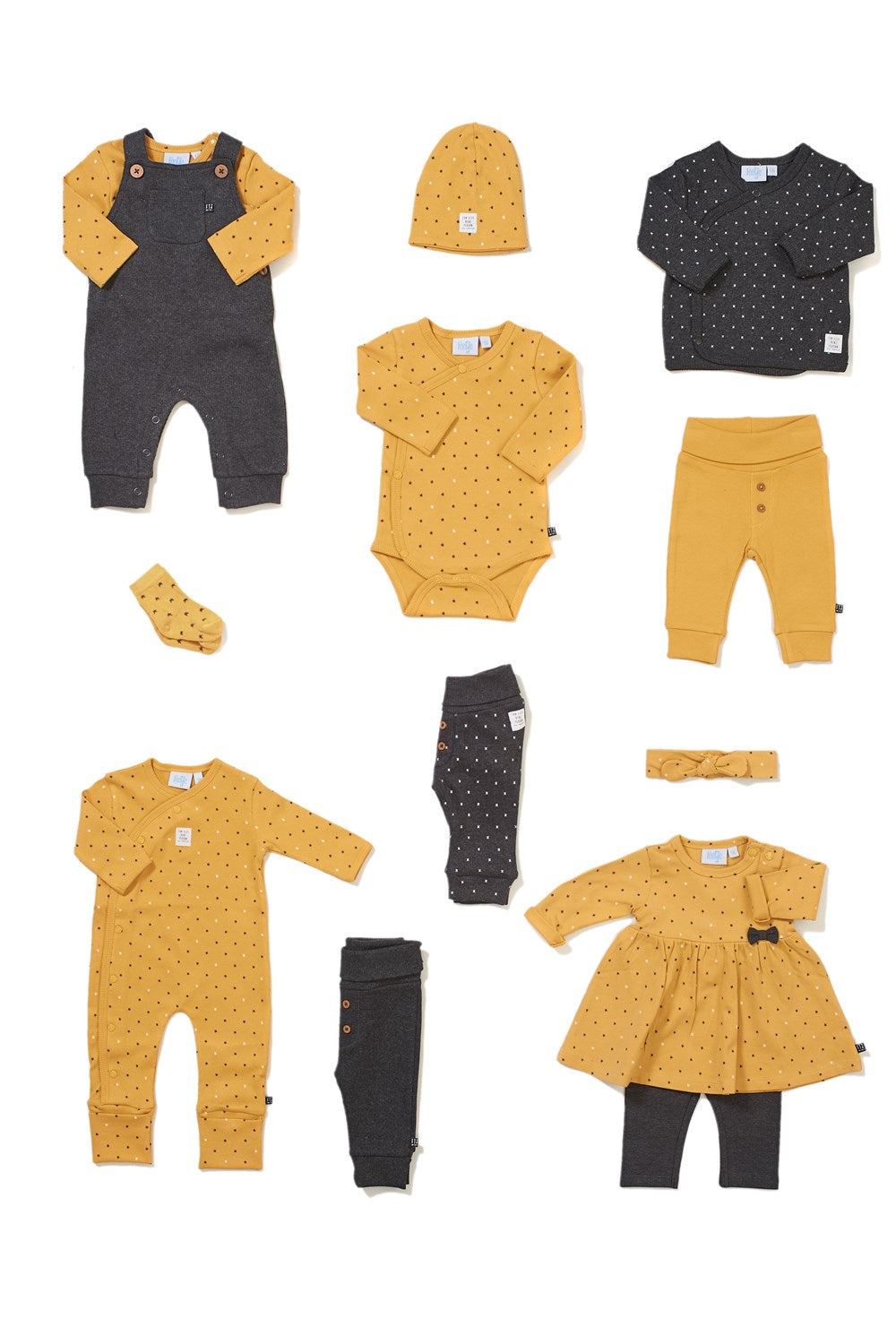 Romper / Body Lang - stars geel, feetje