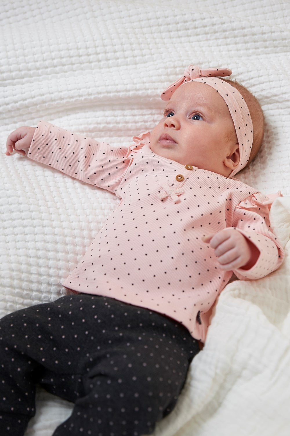 Broek lang AOP - dots, Antraciet melange / roze, Feetje