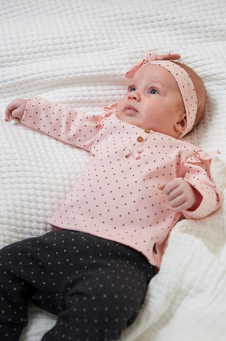 Broek lang AOP - dots, Antraciet melange / roze, Feetje