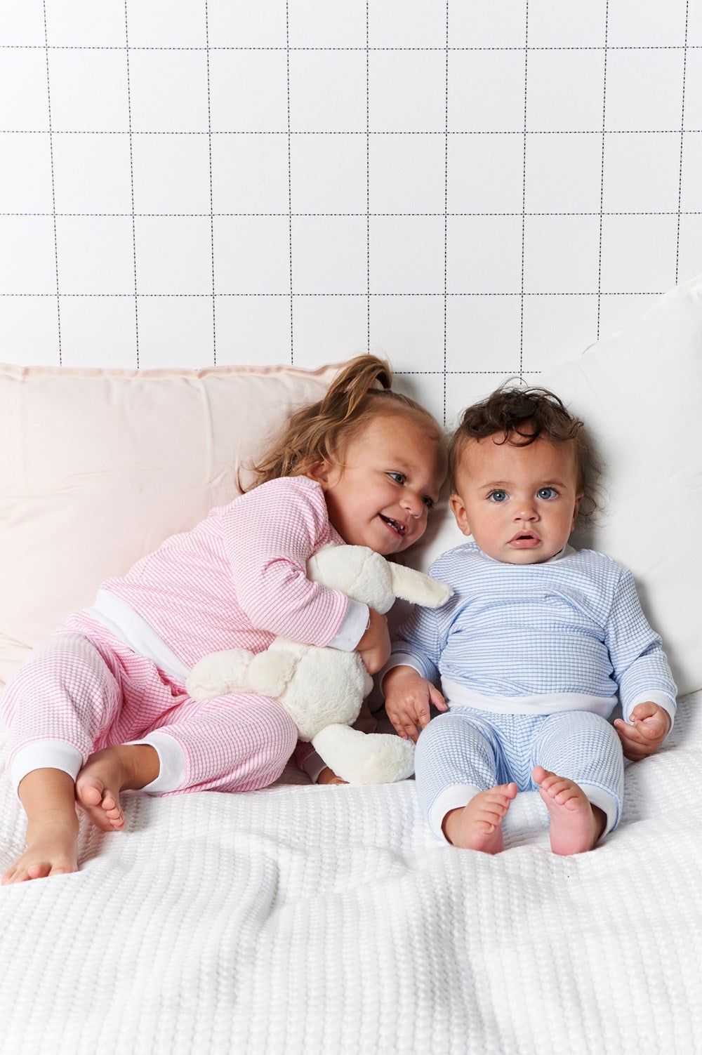 Pyjama / huispak wafel lang - blauw, Feetje