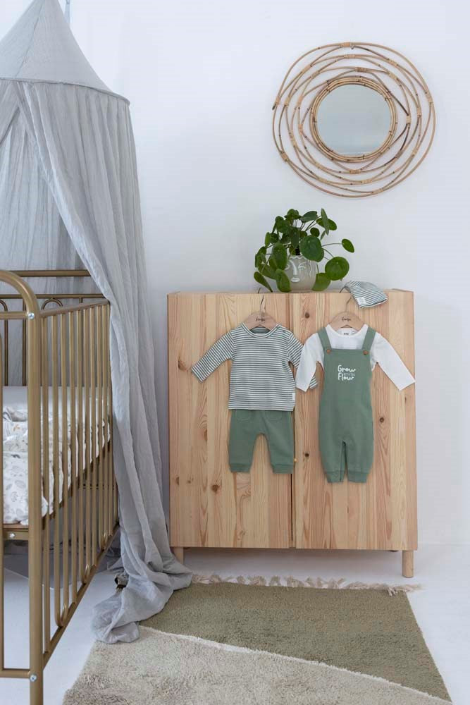Shirt / Top lang, welcome to earth - groen / gestreept, feetje