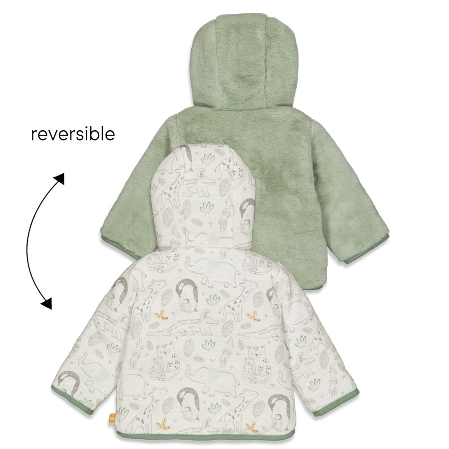 Jasje omkeerbaar, welcome to earth - Offwhite / groen, Feetje
