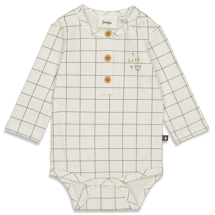 feetje, romper body lang, geruit, griddly bear  50200145
