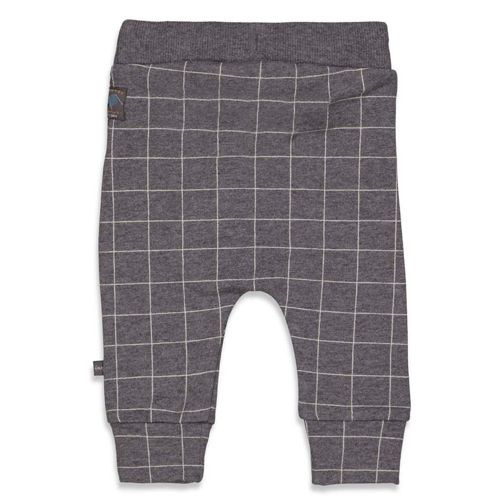 Broek lang, griddly bear - grijs geruit, feetje