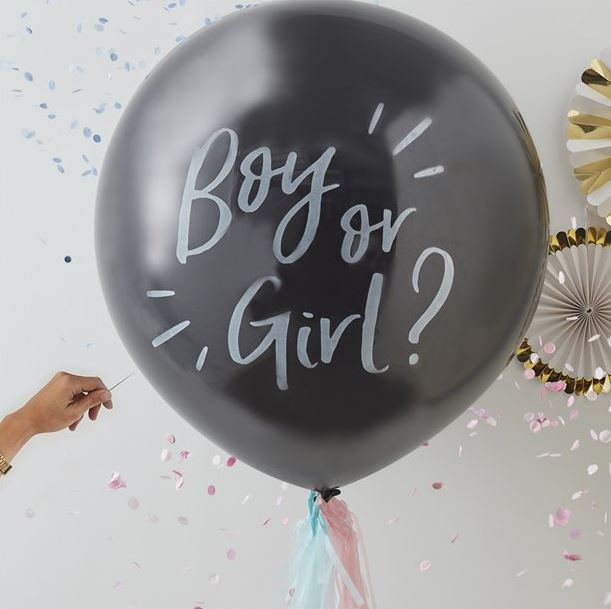 Gender reveal - onthulling jongen / meisje - grote 92 cm, confetti ballon kit