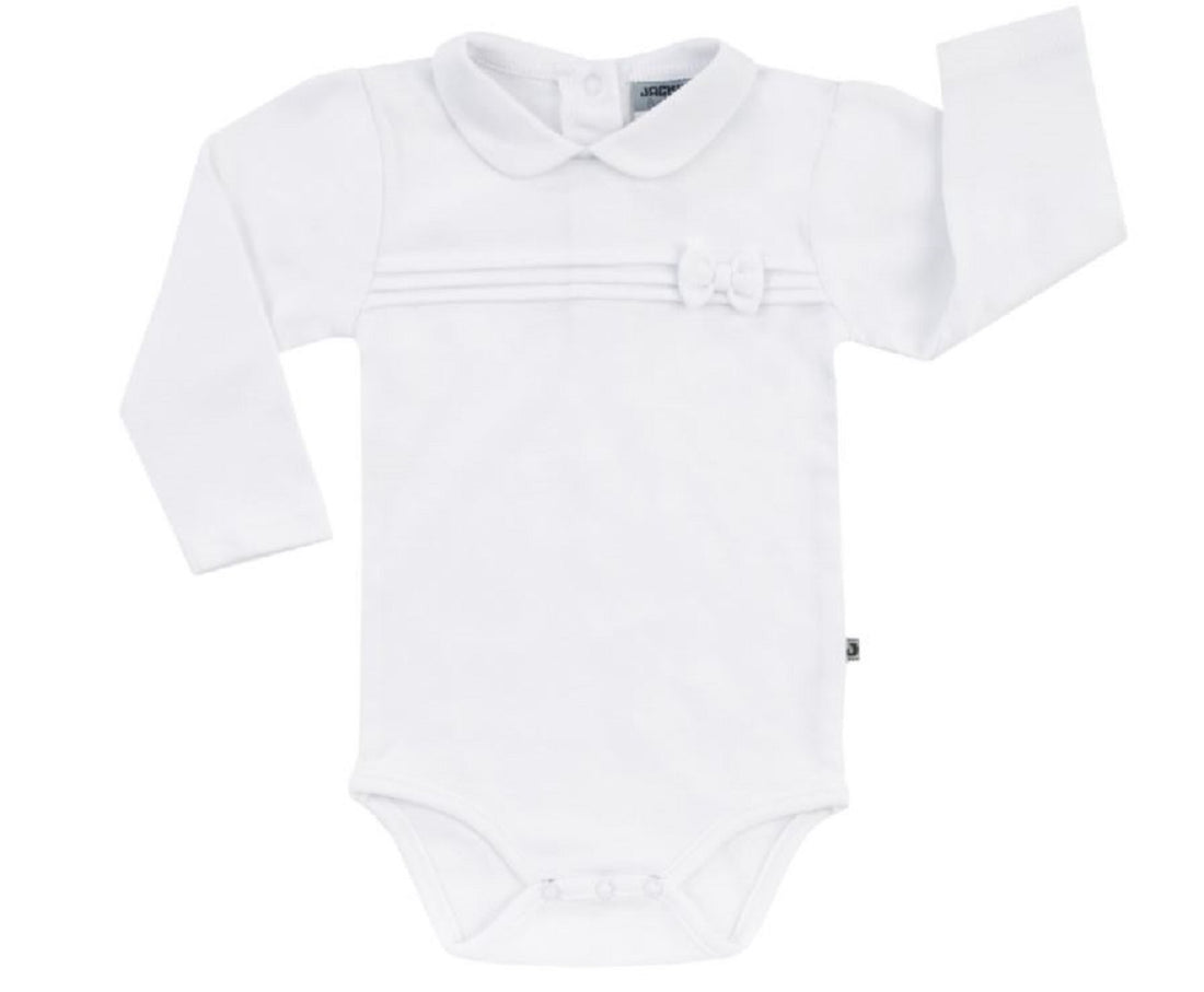 romper body lang , baby katoen, wit strik classic, baby 150054