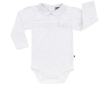 romper body lang , baby katoen, wit strik classic, baby 150054