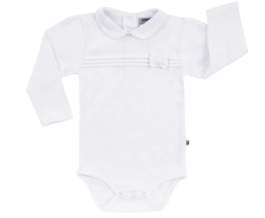 romper body lang , baby katoen, wit strik classic, baby 150054
