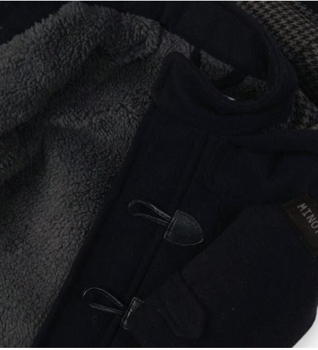 Wollen Duffle jas, donkerblauw met zakken - Minoti